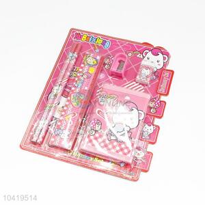 Pink Color Cartoon Design Girl Wallet Stationery Set