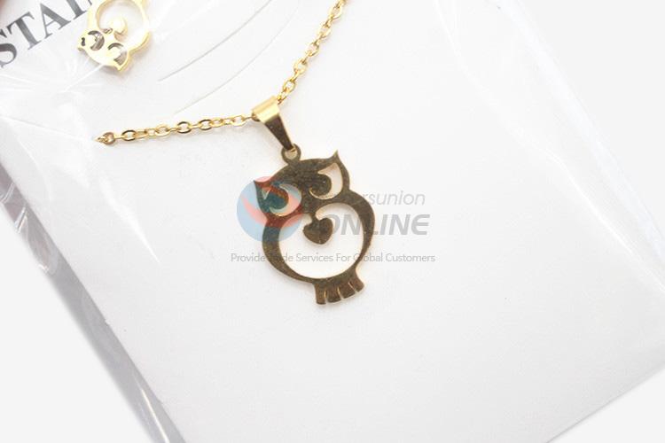 Customized cheap newest women stainless steel owl necklace&earrings set