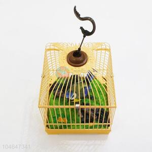 Latest Design Simulation Model Toys Sound Control Plastic Blue Tit with Birdcage
