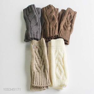 Good quality women knitted half-finger gloves for winter