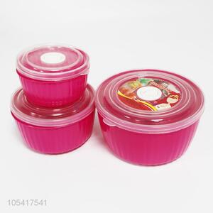 Low price 3pcs rose red plastic preservation box