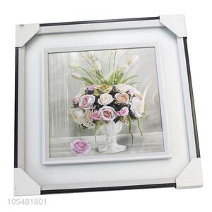 Bottom Price Flower Pattern Indoor Decorative Glass Wall Painting