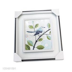 Newest Simple Design Leaves and Birds Glass Hanging Painting