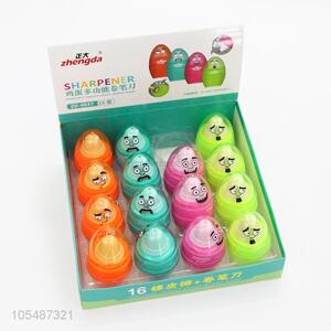 Fancy design egg shape colorful sharpener+eraser