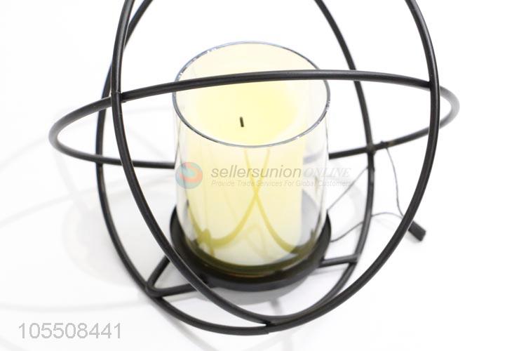 Modern indoor decor black iron wire candle holder