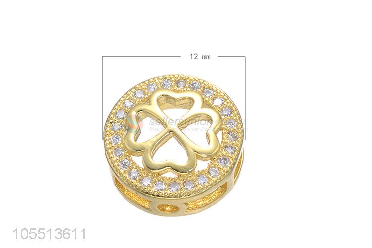Luxury Design Heart Leaves Hole Spacer Bead Fashion Bracelet Charm