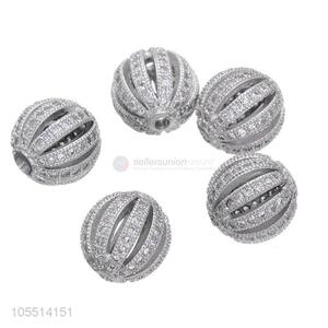 Popular Ball Shape Bangle Hole Spacer Bead Inlay Zircon Bracelet Beads