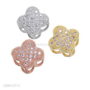 Best Bracelet Charm Four Leaf Clover Hole Spacer Bead With Diamonds
