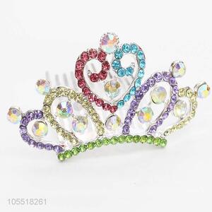 Competitive Price Hair Accessories Fashion Jewellery Colorful Rhinestone Crown Tiaras for Bride