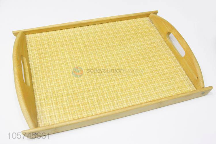 Remarkable quality bamboo serving tray food tray with handles