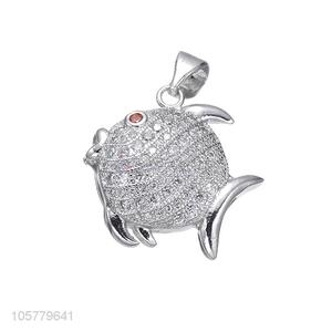 Hot Selling Cute Fish Shape Inlay Zircon Pendant For Necklace