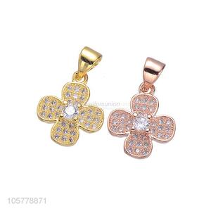 Popular Flower Shape Copper Pendant Inlay Zircon Necklace Accessories