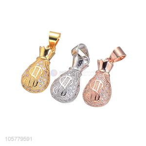 Good Sale Moneybag Design Inlay Zircon Pendant Copper Accessories