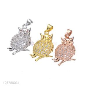 High Quality Cute Owl Shape Inlay Zircon Pendant Necklace Accessories