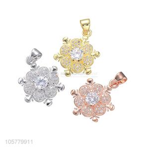 Good Quality Flower Shape Inlay Zircon Pendant Fashion Necklace Accessories