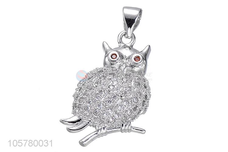 High Quality Cute Owl Shape Inlay Zircon Pendant Necklace Accessories
