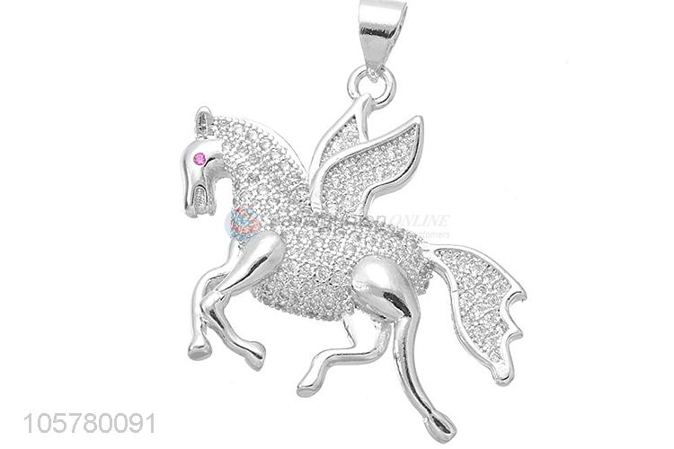 Popular Horse Shape Inlay Zircon Pendant Necklace Accessories