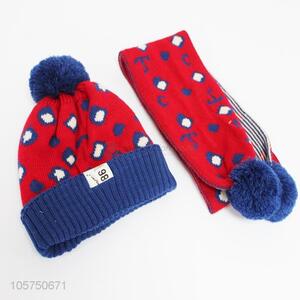 Wholesale fashion kids winter warm hat and scarf set