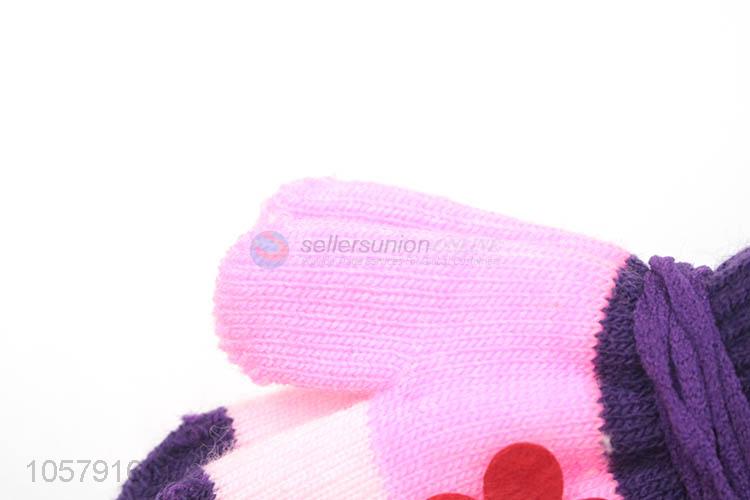 Custom Applique Embroidery Colorful Warm Gloves For Children