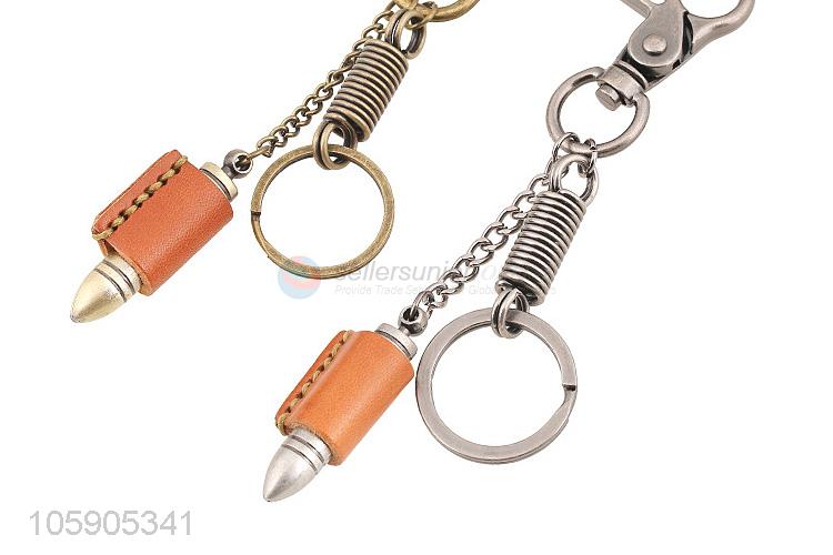 New arrival leather key chain with retro bullet charms