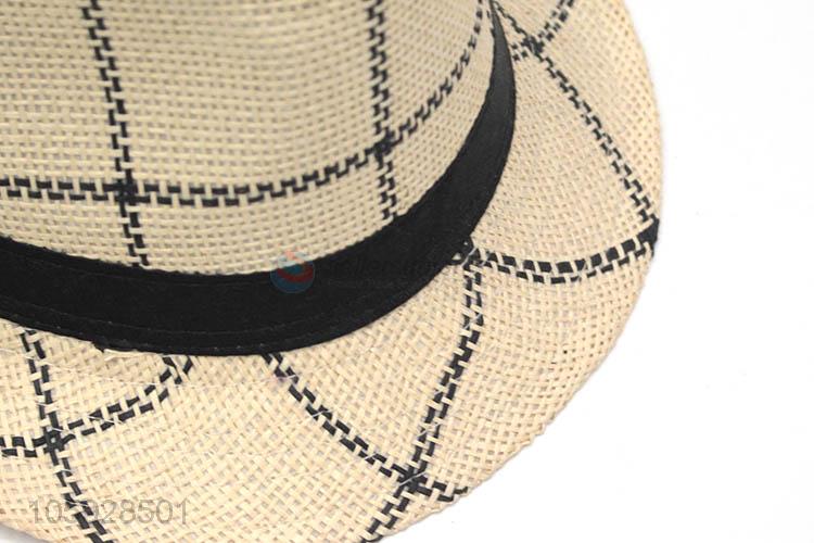 Women and men's woven pape fedora straw hat with belt