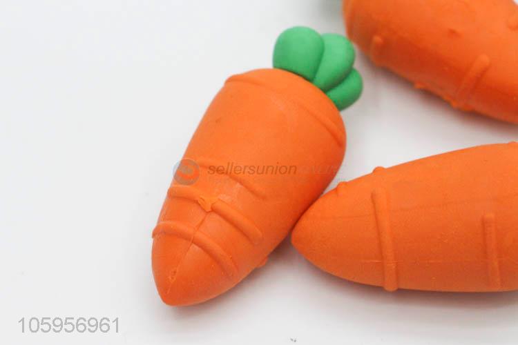 Hot 3d vegetable series mini carrot shaped eraser for student