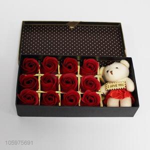 China Factory Beauty Rose Flower Red Flowers With Cute Bear Doll For Gifts