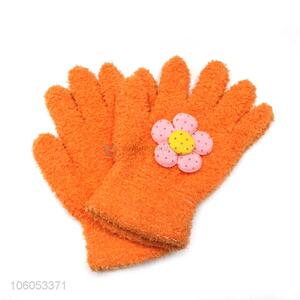 Fashion winter children's microfiber knitted gloves
