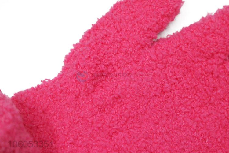 High sales winter warm microfiber knitted red color children gloves