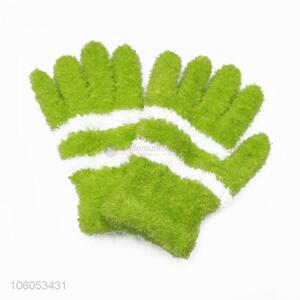 High sales kids soft warm feather yarns knit winter gloves