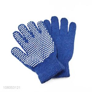 High quality pvc dotted blue knitted gloves dispensing non-slip wear gloves