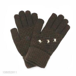 Hot selling women's winter knit imitation cashmere fashion warm gloves