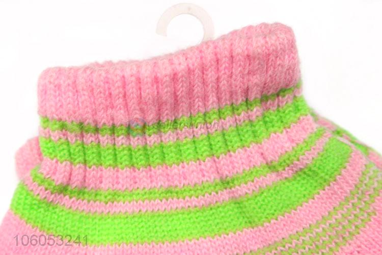 Cute knitting winter warm half finger gloves for kids