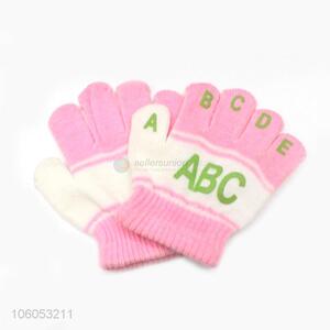 Fashionable winter warm acrylic children knitted gloves