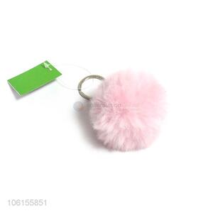 Hot sale pink pompom hairball girls keychain