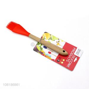 Bottom price food grade silicone bbq brush with wooden handle