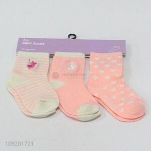 Latest design 3pairs soft polyester baby socks infant socks