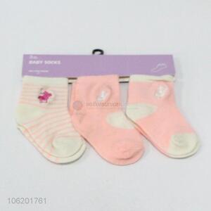 Customized 3pairs soft polyester baby socks infant socks
