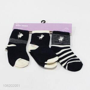 Factory price 3pairs soft polyester baby socks infant socks