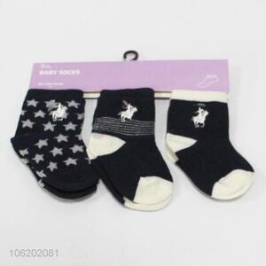 Best sale 3pairs soft polyester baby socks infant socks