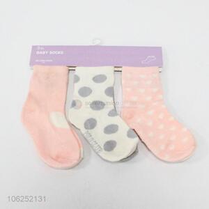 Wholesale 3pcs anti-skid nice quality polyester cute baby socks