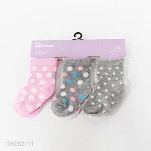 Custom knit polyester socks comfortable cute baby socks 3pcs