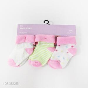 Customized breathable lovely polyester knitted baby socks 3pcs