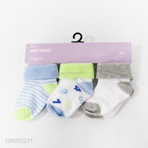 Sweet style soft baby socks polyester knitted baby socks 3pcs