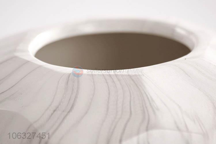 Popular Geometric Modern Handmade Ceramic White Vase Decoration Gift Marbled Texture Ceramic Flower Vase