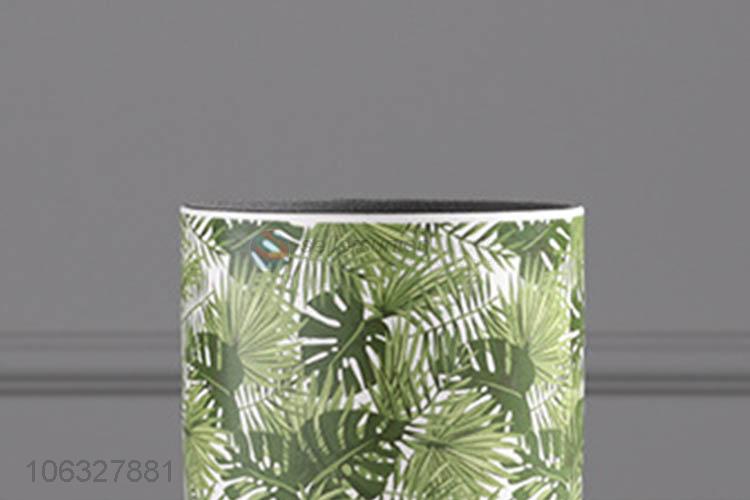 Best selling green plant leaf pattern ceramic flowerpot