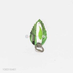 Wholesale stainless steel opener with green leaf printed handle