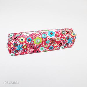 Promotional colorful flower printing pu material pen bag