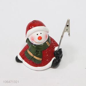 Hot selling Xmas decoration ceramic snowman card holder