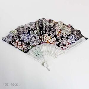 Low price customized folding flower pvc hand fan